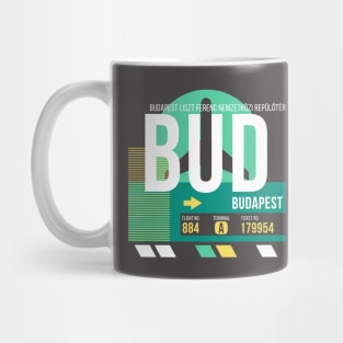 Budapest (BUD) Airport // Retro Sunset Baggage Tag Mug